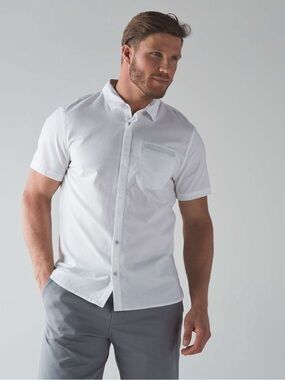 lululemon athletica Men's Short-Sleeve Button-Down Shirt in White